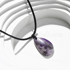 Подвеска в виде капли из смешанных натуральных и синтетических драгоценных камней&nbsp;NJEW-G169-01