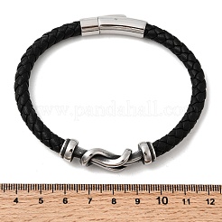 Плетеные браслеты из кожаного шнура из микрофибры&nbsp;BJEW-A092-01B-AS