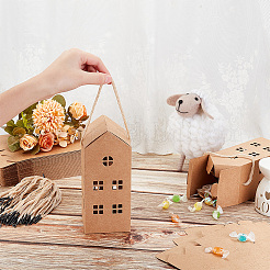 Конфеты из крафт-бумаги в форме домика&nbsp;CON-WH0105-01