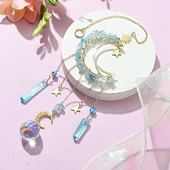 Подвесные латунные украшения в виде луны и звезды&nbsp;HJEW-TA00095-02