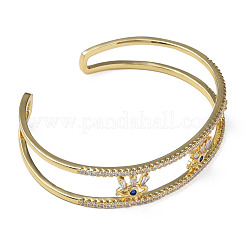 Кубический цирконий сглаз открытый браслет-манжета&nbsp;BJEW-N012-038