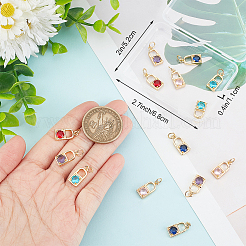 15 шт. 5-х цветные подвески из настоящей латуни с покрытием из 18-каратного золота и микропаве из кубических цирконий&nbsp;ZIRC-BBC0002-32