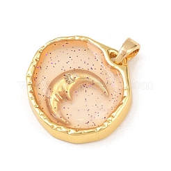 Подвески из прозрачной эпоксидной смолы из латуни&nbsp;KK-B163-01G-05