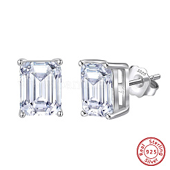 925 серьги-гвоздики из стерлингового серебра с прозрачным кубическим цирконием&nbsp;EJEW-G443-08P