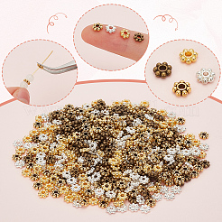 600 шт. 4 цвета тибетские бусины из сплава ромашки разделительные бусины&nbsp;TIBEB-SP0001-18