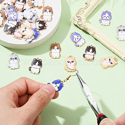 30 шт. подвески из сплава с принтом кошки&nbsp;ENAM-CJ0005-57