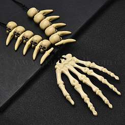 Подвеска в виде руки скелета из смолы на Хэллоуин из полиэфирного шнура&nbsp;LS-NJEW-C095-01