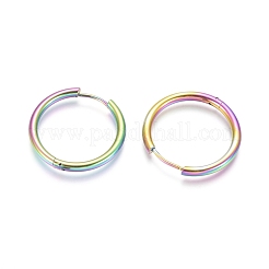 Серьги-кольца Huggie Hoop из нержавеющей стали 304 с ионным покрытием (IP)&nbsp;EJEW-F111B-25mm-Y