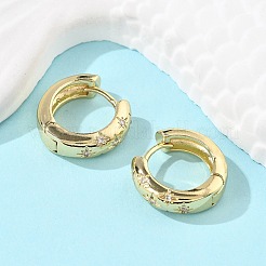 Серьги-кольца со звездами из прозрачного кубического циркония&nbsp;LS-EJEW-C022-01G