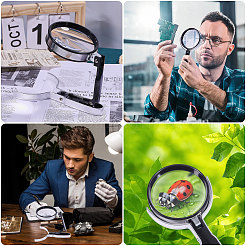 Круглое акриловое портативное увеличительное стекло с прищепкой&nbsp;AJEW-WH0673-22