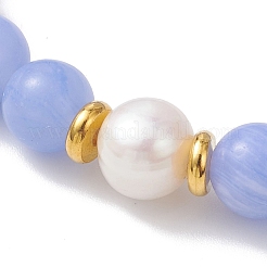 Браслеты из натуральных окрашенных синих кружевных бусин агата для женщин&nbsp;BJEW-JB12931-02