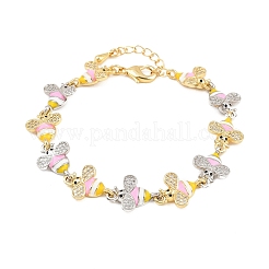 Браслеты-цепочки из латуни с микропаве из прозрачных кубических цирконий для женщин&nbsp;LS-BJEW-A148-01G