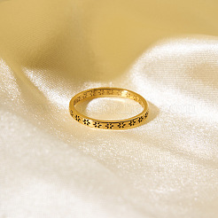 Минималистичное женское кольцо из нержавеющей стали 304 с ажурным цветочным дизайном&nbsp;EM2206-4