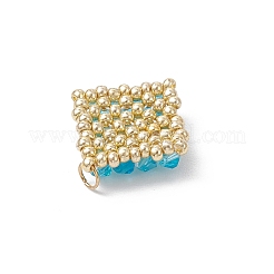 3 шт. подвески из 3-х цветного стекла ручной работы и натурального радужного лунного камня&nbsp;PALLOY-MZ00850