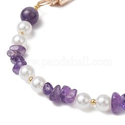 Цепочки для удлинителей сумок из натурального аметиста и круглого пластика с имитацией жемчуга&nbsp;AJEW-BA00147-04
