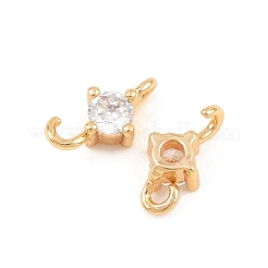 Латунные подвески с гладкими круглыми подвесками-соединителями из прозрачного кубического циркония&nbsp;KK-H538-21A-G