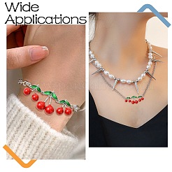 2 шт. латунные подвески-коннекторы вишневого цвета с красной и зеленой эмалью&nbsp;KK-CJ0003-50