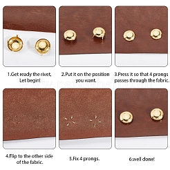 200 шт. латунные заклепки с четырьмя лапками&nbsp;KK-GF0001-20G