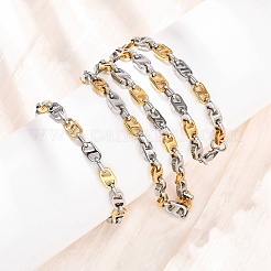 Наборы цепочек и браслетов из нержавеющей стали 304 с овальными звеньями для женщин.&nbsp;SJEW-F228-02GP