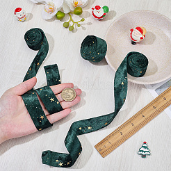 Двусторонние байковые ленты со звездами и золотым тиснением&nbsp;SRIB-GF0001-55B