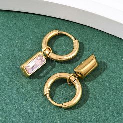 Серьги-кольца прямоугольной формы из нержавеющей стали 304&nbsp;EJEW-I320-29G