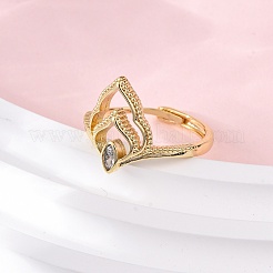 Регулируемые кольца для женщин с микропаве из латуни и кубическими цирконами&nbsp;RJEW-M099-03G