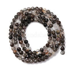 Нити бусин из натурального черного рутилированного кварца&nbsp;LS-G-RM250104-C3