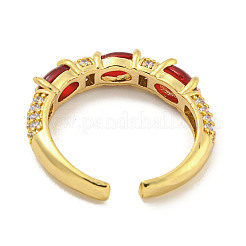 Овальные кольца-манжеты из латуни с микро-паве и кубическим цирконием для женщин&nbsp;RJEW-F162-05G-03