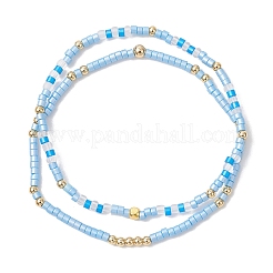 2 шт. набор эластичных браслетов из стеклянного бисера для женщин&nbsp;BJEW-MZ00296-02