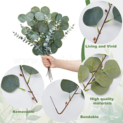 64 шт. 3 вида пластиковых искусственных листьев эвкалипта с железными проволочными стеблями&nbsp;AJEW-AR0005-13