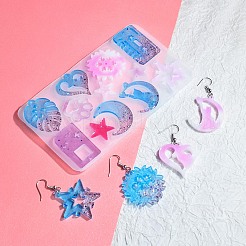 Силиконовые Молды для подвески в виде сердца/луны/листа своими руками&nbsp;X-DIY-A039-05