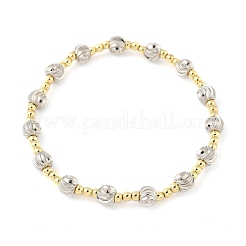 Латунные круглые бусины эластичные браслеты для женщин и мужчин&nbsp;BJEW-Z129-01GP