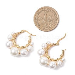 Круглые серьги-кольца с ракушечным жемчугом&nbsp;EJEW-TA00785