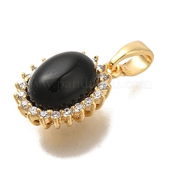 Подвески из латуни микропаве с фианитами и стеклом&nbsp;KK-K388-33G