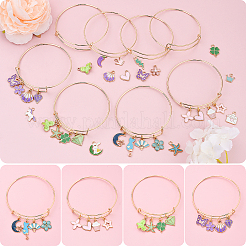 4 набор из 4 стилей эмалевых подвесок из сплава своими руками и наборов для изготовления регулируемых железных браслетов&nbsp;DIY-YW0013-13