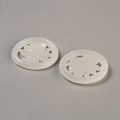 Натуральный афганский белый нефрит полые большие подвески&nbsp;G-WH0022-19