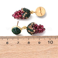 Серьги-гвоздики из виноградной латуни и полимерной глины со стразами&nbsp;EJEW-G455-01G