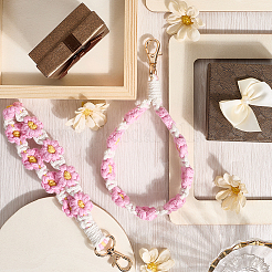 Цветочный брелок ручной работы из бисера&nbsp;KEYC-WH20003-03B