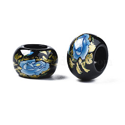 Непрозрачные акриловые бусины rondelle с цветочным принтом&nbsp;SACR-S305-27-D02