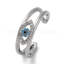 Латунные кольца-манжеты с микропаве и прозрачным цирконием для женщин&nbsp;LS-RJEW-C118-01P