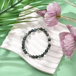 Браслеты из круглых бусин натурального диоптаза&nbsp;BJEW-JB11195-02