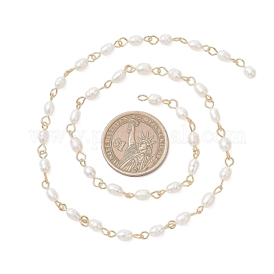 Цепочки ручной работы из натурального культивированного пресноводного жемчуга&nbsp;AJEW-JB01586-01-1