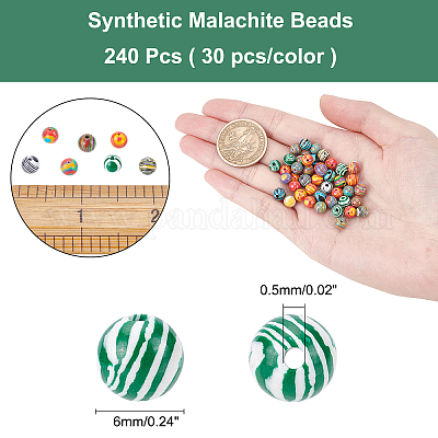 240шт 8 цвета синтетические малахитовые бусины&nbsp;G-AR0004-25-1