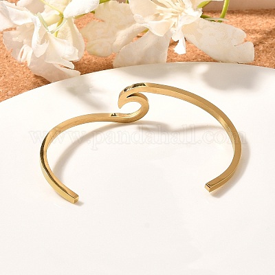 Браслеты-манжеты из нержавеющей стали 304 с ионным покрытием (IP)&nbsp;BJEW-G611-01G-1