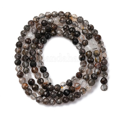 Нити бусин из натурального черного рутилированного кварца&nbsp;LS-G-RM250104-C3-1