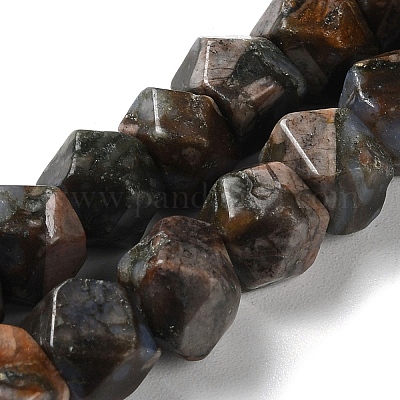 Натуральные бусины из натурального глаукофана со звездчатой огранкой&nbsp;G-M418-C12-01-1