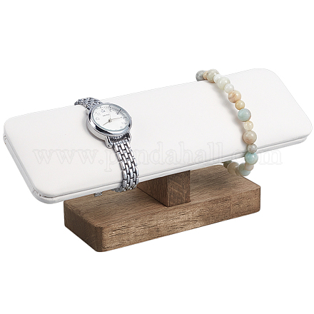 Подставки для браслетов из искусственной кожи с деревянным основанием BDIS-WH0010-11C-1