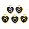Light Gold Plated Alloy Enamel Pendants, Constellations, Black Heart, Taurus, 14x12x1.8mm, Hole: 4mm