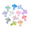 Plastic Beads, Cross, Two Tone, with Gold Powder, Mixed Color, 15x12x4.5mm, Hole: 2mm, about 1610pcs/500g