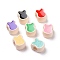 Rubberized Style Acrylic European Beads, with Enamel, Large Hole Beads, Rabbit, Mixed Color, 12.6x10.2x8.2mm, Hole: 4.8mm